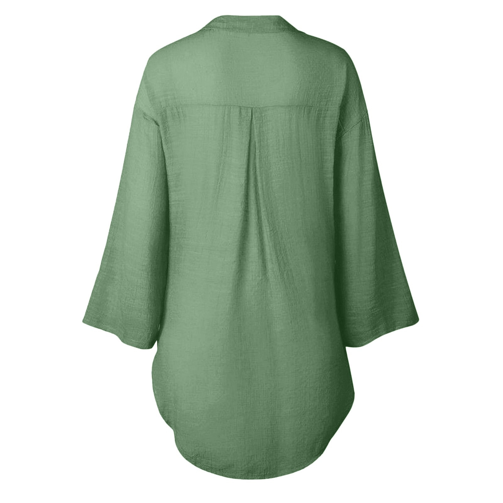 thumbnail image 3 of Vestido camisero largo holgado con botones para mujer - Tops casuales de algodón, cuello en V y manga larga, poliéster, ropa de verano/otoño, 3 of 8